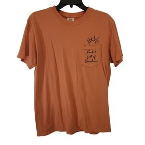 Comfort Colors Pocket Full of Sunshine Graphic T Shirt Orange Medium Cotton